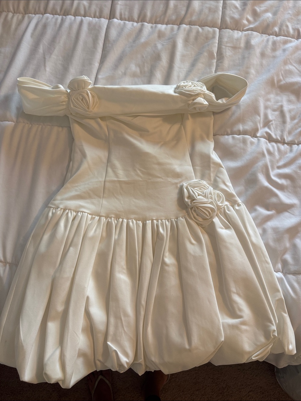 Meshki Ivory Rosette Bubble Hem Party Dress for Girls